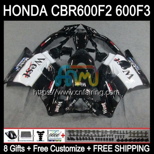 Bodys Kit For HONDA CBR 600F2 CBR600 F2 CBR 600 F2 FS CC Bodywork Black West CBR600F2 91 92 93 94 CBR600FS 1991 1992 1993 1994 OEM Fairings 33HM.95