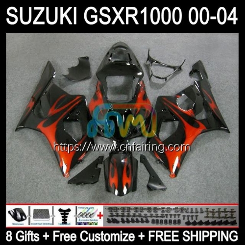 Injection Mold Body For SUZUKI GSXR 1000 CC GSX-R1000 GSXR1000 1000CC K3 Cowling GSXR-1000 03 04 GSX R1000 2003 2004 OEM Fairing Orange Flames 38HM.21