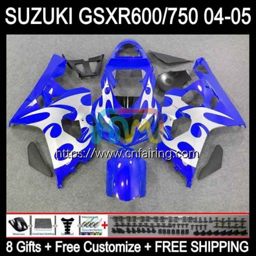 Injection Mold For SUZUKI GSX-R750 K4 GSXR600 GSXR-750 GSXR 600 750 CC 600CC 750CC 04 05 GSXR-600 White blue GSXR750 2004 2005 OEM Fairings 35HM.24