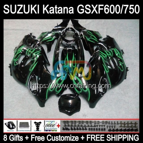 Body Kit For SUZUKI KATANA GSXF 600 750 GSX600F GSXF750 GSXF-600 GSX750F 98 99 00 01 02 GSXF600 1998 1999 Green Flames 2000 2001 2002 Fairing 30HM.25