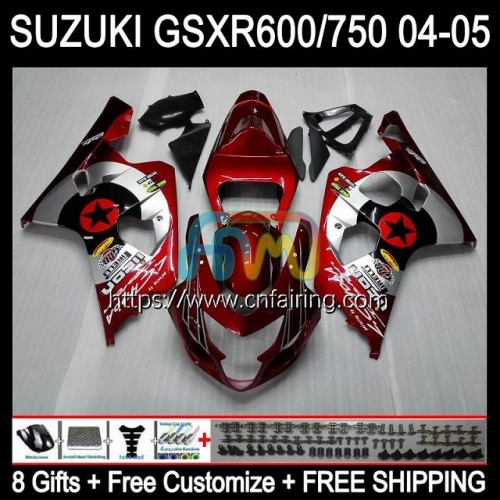 Injection Mold For SUZUKI GSXR600 GSXR-750 GSX-R600 K4 GSXR 600 750 CC Wine red hot 2004 2005 GSXR-600 GSXR750 600CC 750CC 04 05 OEM Fairing 35HM.56