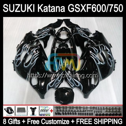Body Kit For SUZUKI KATANA GSXF 600 750 GSX600F GSXF750 GSXF-600 GSX750F 98 99 00 01 02 GSXF600 White Flames 1998 1999 2000 2001 2002 Fairing 30HM.34