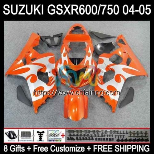 Injection Mold For SUZUKI GSX-R750 K4 GSXR600 GSXR-750 Orange white GSXR 600 750 CC 600CC 750CC 04 05 GSXR-600 GSXR750 2004 2005 OEM Fairings 35HM.12