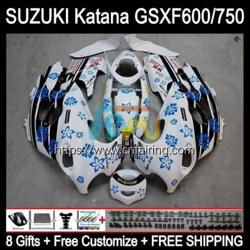 Body Kit For SUZUKI KATANA GSXF600 GSX750F GSXF 600 750 1998 1999 2000 2001 2002 GSXF750 GSX600F GSXF-750 98 99 00 01 02 Fairing 30HM.50 Blue flower