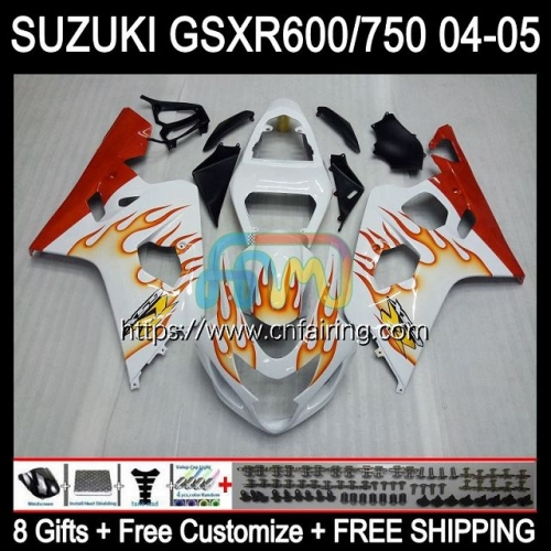 Injection Mold For SUZUKI GSXR600 GSXR-750 GSX-R600 K4 GSXR 600 750 CC 2004 2005 GSXR-600 GSXR750 600CC Orange Flames 750CC 04 05 OEM Fairing 35HM.71