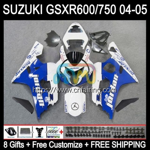 Injection Mold For SUZUKI White blue GSX-R750 K4 GSXR600 GSXR-750 GSXR 600 750 CC 600CC 750CC 04 05 GSXR-600 GSXR750 2004 2005 OEM Fairings 35HM.1