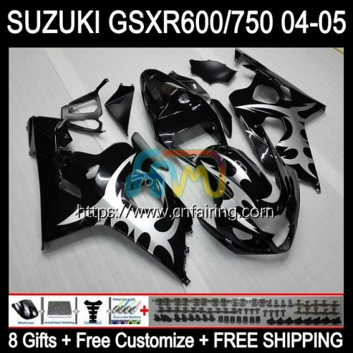 Injection Mold For SUZUKI GSX-R750 K4 GSXR600 GSXR-750 White flames GSXR 600 750 CC 600CC 750CC 04 05 GSXR-600 GSXR750 2004 2005 OEM Fairings 35HM.49