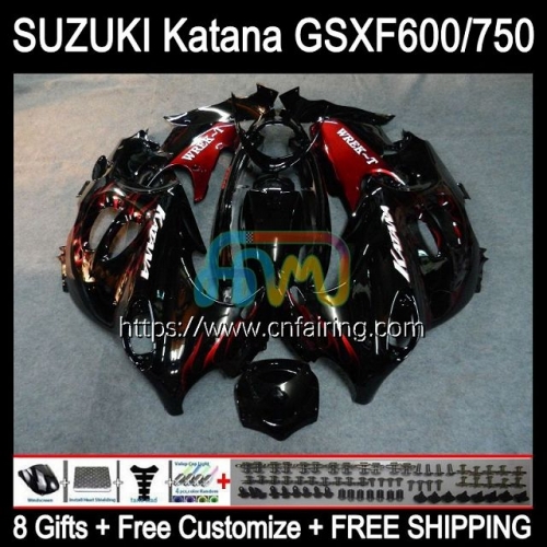 Body Kit For SUZUKI KATANA GSXF 600 750 GSX600F GSXF750 GSXF-600 GSX750F 98 99 Red flames 00 01 02 GSXF600 1998 1999 2000 2001 2002 Fairing 30HM.14