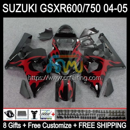 Injection Mold For SUZUKI GSX-R750 K4 GSXR600 GSXR-750 GSXR 600 750 CC 600CC 750CC Red flames 04 05 GSXR-600 GSXR750 2004 2005 OEM Fairings 35HM.25