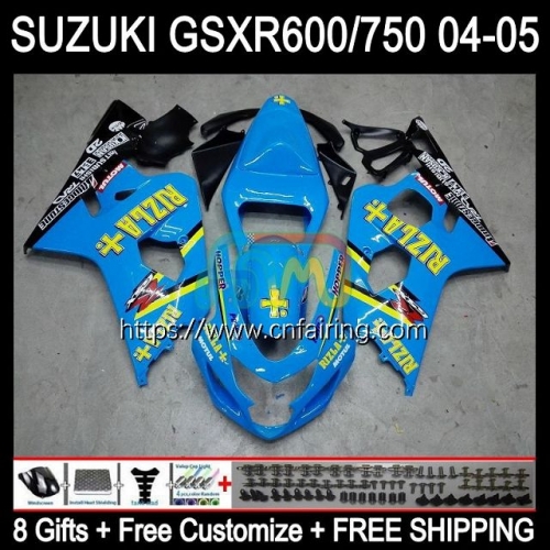 Injection Mold For SUZUKI GSXR600 GSXR-750 GSX-R600 K4 GSXR 600 750 CC 2004 2005 GSXR-600 GSXR750 600CC 750CC 04 05 RIZLA Blue OEM Fairing 35HM.67