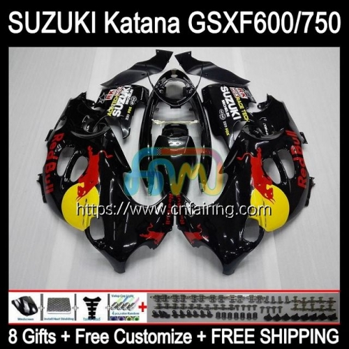 Body Kit For SUZUKI KATANA GSXF600 GSX750F GSXF 600 750 BLACK YELLOW 1998 1999 2000 2001 2002 GSXF750 GSX600F GSXF-750 98 99 00 01 02 Fairing 30HM.57
