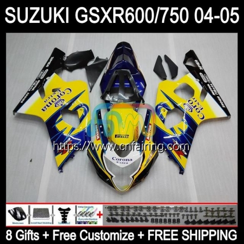 Injection Mold For SUZUKI GSXR600 GSXR-750 CORONA Yellow GSX-R600 K4 GSXR 600 750 CC 2004 2005 GSXR-600 GSXR750 600CC 750CC 04 05 OEM Fairing 35HM.54