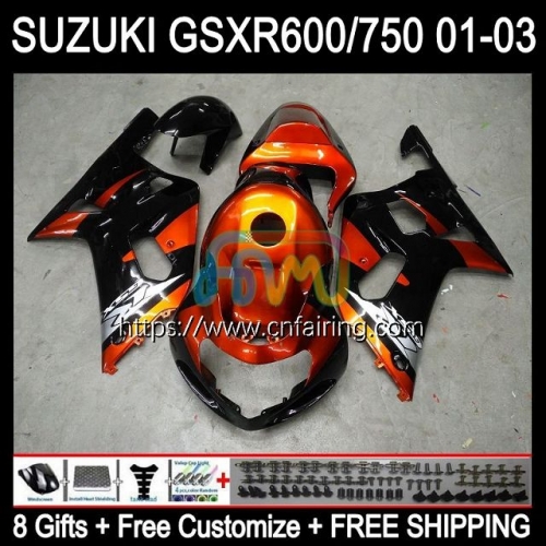 Injection Mold Body For SUZUKI GSX-R750 K1 GSXR600 GSXR-750 GSXR 600 750 CC 01 02 03 GSXR-600 GSXR750 2001 2002 2003 OEM Fairing Orange Black 32HM.0