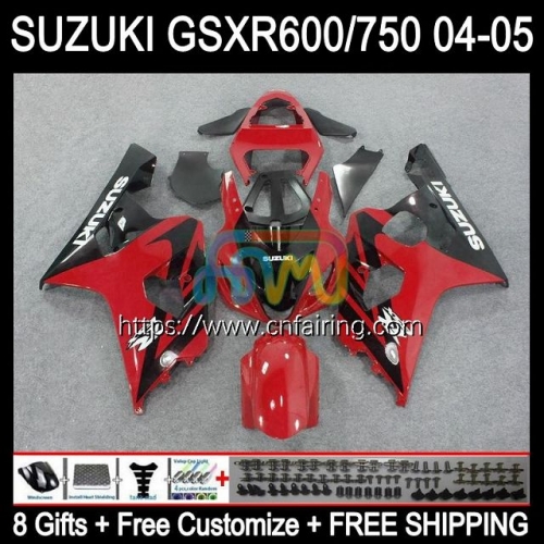 Injection Mold For SUZUKI GSX-R750 K4 GSXR600 GSXR-750 GSXR 600 750 Red black CC 600CC 750CC 04 05 GSXR-600 GSXR750 2004 2005 OEM Fairings 35HM.20