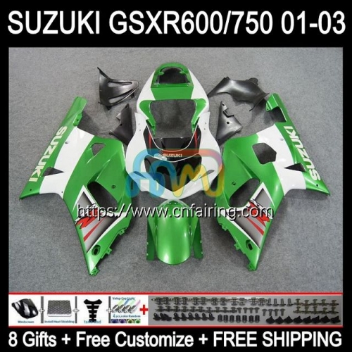 Injection Mold Body For SUZUKI GSX-R750 K1 GSXR600 GSXR-750 GSXR White green 600 750 CC 01 02 03 GSXR-600 GSXR750 2001 2002 2003 OEM Fairing 32HM.9