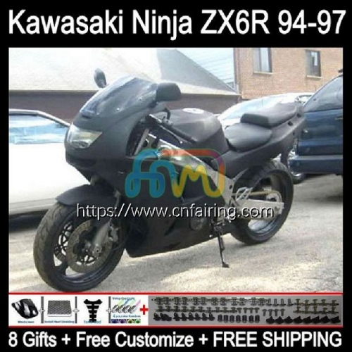 Body Kit For KAWASAKI NINJA ZX 636 Matte Black 600CC 600 CC ZX-636 ZX636 ZX-6R ZX 6R 6 R ZX6R 94 95 96 97 ZX600 1994 1995 1996 1997 Fairings 29HM.4