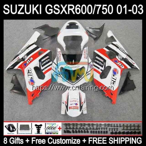 Injection Mold Body For SUZUKI GSX-R750 K1 GSXR600 GSXR-750 GSXR 600 White red hot 750 CC 01 02 03 GSXR-600 GSXR750 2001 2002 2003 OEM Fairing 32HM.53