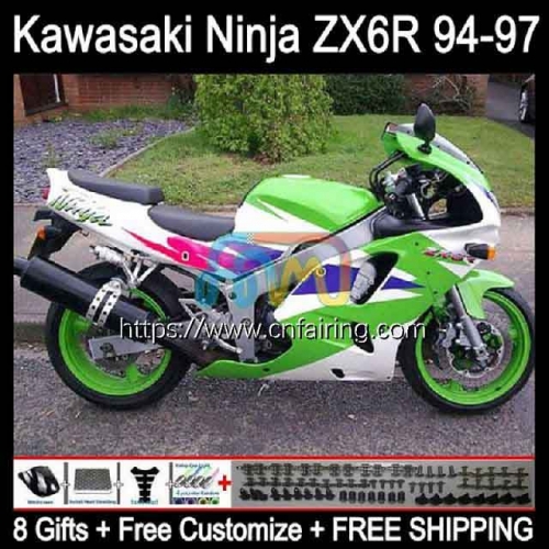 Body Kit For KAWASAKI NINJA ZX 636 600CC 600 CC ZX-636 ZX636 Green white ZX-6R ZX 6R 6 R ZX6R 94 95 96 97 ZX600 1994 1995 1996 1997 Fairings 29HM.2