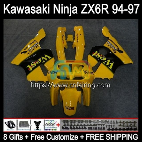 Body Kit For KAWASAKI NINJA ZX 636 Yellow West 600CC 600 CC ZX-636 ZX636 ZX-6R ZX 6R 6 R ZX6R 94 95 96 97 ZX600 1994 1995 1996 1997 Fairings 29HM.18