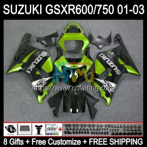 OEM Injection Mold For SUZUKI GSXR600 GSX-R750 K1 GSXR-750 2001 2002 2003 Body GSXR750 GSXR 600 750 CC GSXR-600 01 02 Green black Fairing 32HM.110