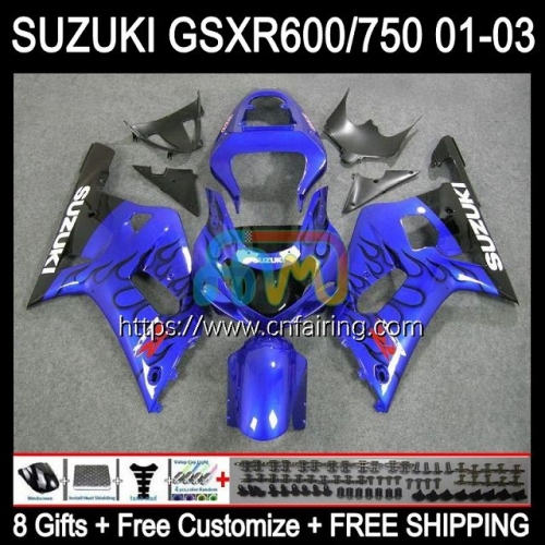 Injection Mold Body For SUZUKI GSX-R750 K1 GSXR600 GSXR-750 GSXR 600 750 CC 01 02 03 GSXR-600 GSXR750 2001 2002 2003 OEM Fairing Factory Blue 32HM.1