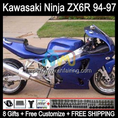 Body Kit For KAWASAKI NINJA ZX 636 600CC 600 CC ZX-636 ZX636 ZX-6R ZX 6R Glossy Blue 6 R ZX6R 94 95 96 97 ZX600 1994 1995 1996 1997 Fairings 29HM.13