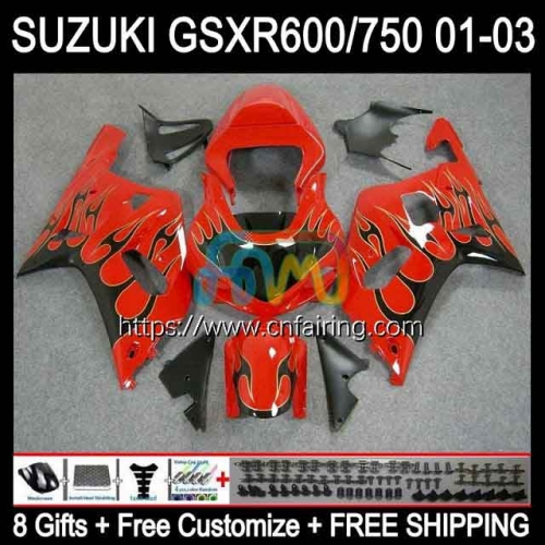 OEM Injection Mold For SUZUKI GSXR600 GSX-R750 K1 GSXR-750 2001 2002 2003 Body GSXR750 GSXR 600 750 Red flames CC GSXR-600 01 02 03 Fairing 32HM.109