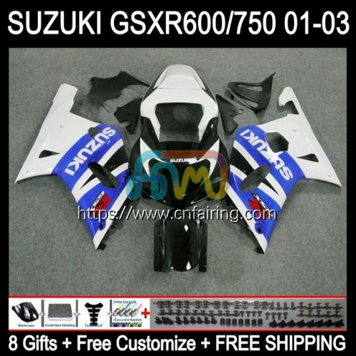 OEM Injection Mold For SUZUKI White blue GSXR600 GSX-R750 K1 GSXR-750 2001 2002 2003 Body GSXR750 GSXR 600 750 CC GSXR-600 01 02 03 Fairing 32HM.108