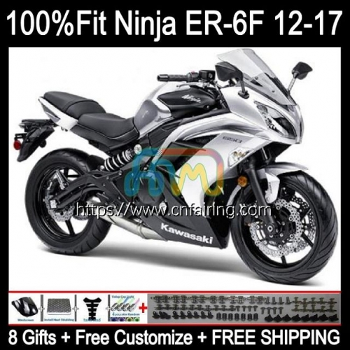 Injection mold Body For KAWASAKI NINJA 650R ER-6F Ninja650R Gloss Silvery ER6 F ER6F 12 13 14 15 16 ER 6F 2012 2013 2014 2015 2016 OEM Fairing 28HM.3