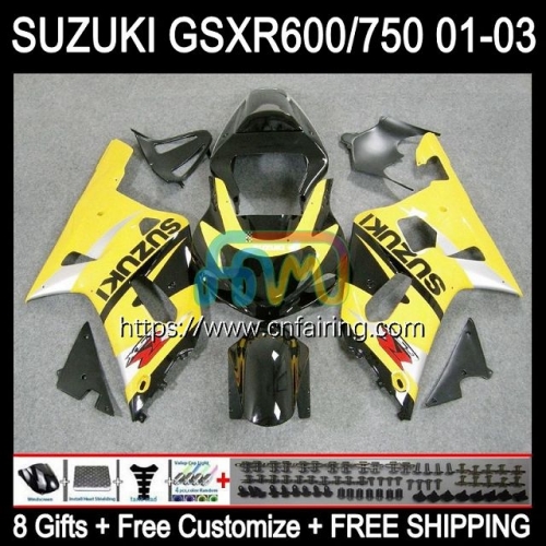 OEM Injection Mold For SUZUKI GSXR600 GSX-R750 K1 GSXR-750 2001 2002 2003 Body GSXR750 GSXR 600 750 CC Yellow black GSXR-600 01 02 03 Fairing 32HM.113