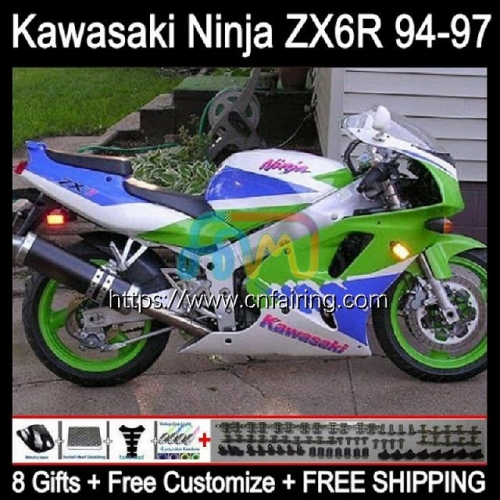 Body Kit For KAWASAKI NINJA ZX 636 600CC 600 CC ZX-636 ZX636 ZX-6R ZX 6R 6 R ZX6R 94 95 96 97 ZX600 1994 1995 1996 1997 Fairings Factory Green 29HM.0