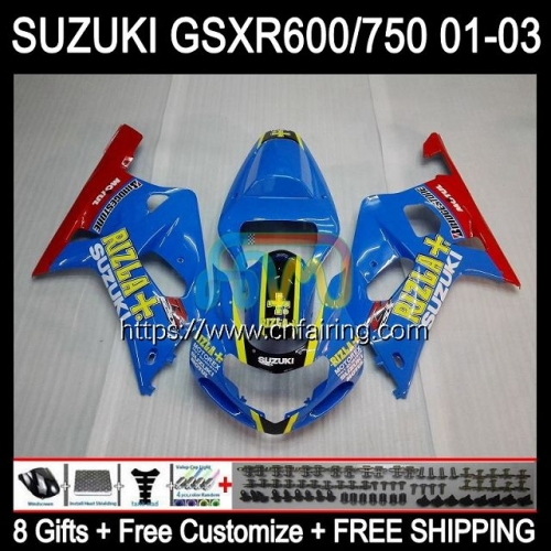 OEM Injection Mold For SUZUKI GSXR600 GSX-R750 K1 GSXR-750 2001 2002 2003 Body Blue red hot GSXR750 GSXR 600 750 CC GSXR-600 01 02 03 Fairing 32HM.91