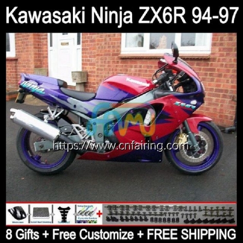 Body Kit For KAWASAKI NINJA ZX 636 600CC Purple red 600 CC ZX-636 ZX636 ZX-6R ZX 6R 6 R ZX6R 94 95 96 97 ZX600 1994 1995 1996 1997 Fairings 29HM.7