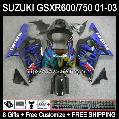 OEM Injection Mold For SUZUKI GSXR600 GSX-R750 K1 GSXR-750 2001 2002 2003 Body GSXR750 GSXR 600 750 CC GSXR-600 01 02 03 Blue Flames Fairing 32HM.104