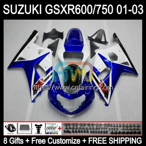 OEM Injection Mold For SUZUKI GSXR600 GSX-R750 K1 GSXR-750 2001 2002 2003 Body GSXR750 GSXR 600 750 CC GSXR-600 White blue 01 02 03 Fairing 32HM.84