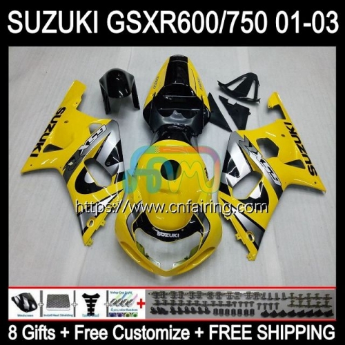 OEM Injection Mold For SUZUKI GSXR600 GSX-R750 K1 GSXR-750 2001 2002 2003 Body Stock Yellow GSXR750 GSXR 600 750 CC GSXR-600 01 02 03 Fairing 32HM.96