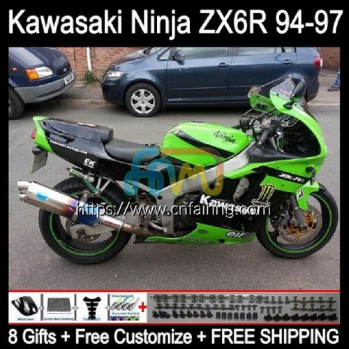 Body Kit For KAWASAKI NINJA ZX 636 600CC 600 CC ZX-636 ZX636 Green black ZX-6R ZX 6R 6 R ZX6R 94 95 96 97 ZX600 1994 1995 1996 1997 Fairings 29HM.11