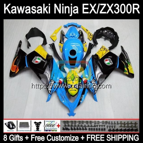 Injection mold For KAWASAKI NINJA ZX3R EX300 EX ZX 300R ZX-3R Body ZX300R 13 14 15 16 17 EX-300 2013 2014 2015 2016 2017 Fairings Shark Fish 4HM.0