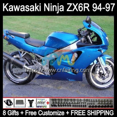 Body For KAWASAKI NINJA ZX600 ZX-636 ZX 6R 6 R 1994 1995 1996 1997 ZX6R ZX636 ZX 636 600CC 600 CC ZX-6R Glossy Blue 94 95 96 97 Fairing Kit 29HM.58