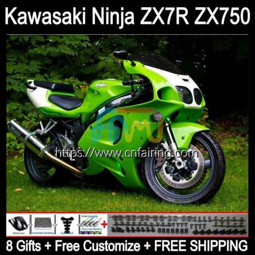 Bodywork Kit For KAWASAKI NINJA ZX7R ZX-7R White green ZX750 ZX 7R Body ZX 750 7 R 96 97 98 99 00 01 02 03 ZX-750 1996 1997 2003 OEM Fairings 3HM.7