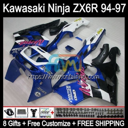 Body For KAWASAKI NINJA ZX600 ZX-636 ZX 6R 6 R 1994 1995 1996 1997 Factory Blue ZX6R ZX636 ZX 636 600CC 600 CC ZX-6R 94 95 96 97 Fairing Kit 29HM.55
