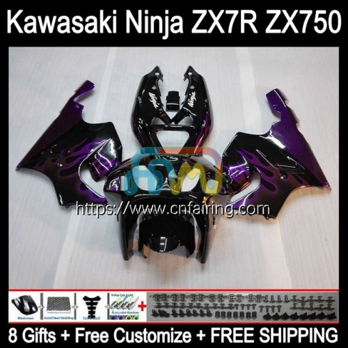 Bodywork For KAWASAKI NINJA ZX-750 ZX7R ZX750 96 03 Bodys ZX 7R Purple Flames ZX 750 7 R ZX-7R 1996 1997 1998 1999 2000 2001 2002 2003 Fairing 3HM.74