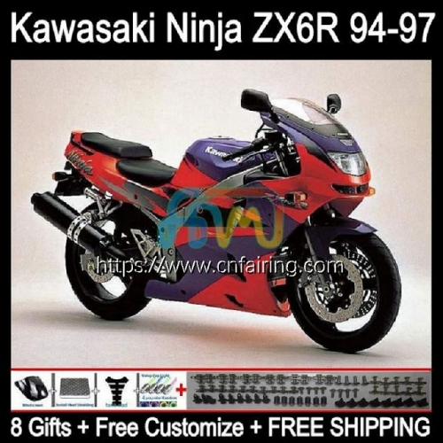 Body For KAWASAKI NINJA ZX600 ZX-636 ZX 6R 6 R 1994 Red Purple 1995 1996 1997 ZX6R ZX636 ZX 636 600CC 600 CC ZX-6R 94 95 96 97 Fairing Kit 29HM.47