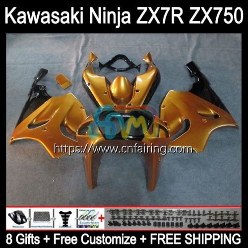 Bodywork For KAWASAKI NINJA ZX-750 ZX7R Golden Black ZX750 96 03 Bodys ZX 7R ZX 750 7 R ZX-7R 1996 1997 1998 1999 2000 2001 2002 2003 Fairing 3HM.56