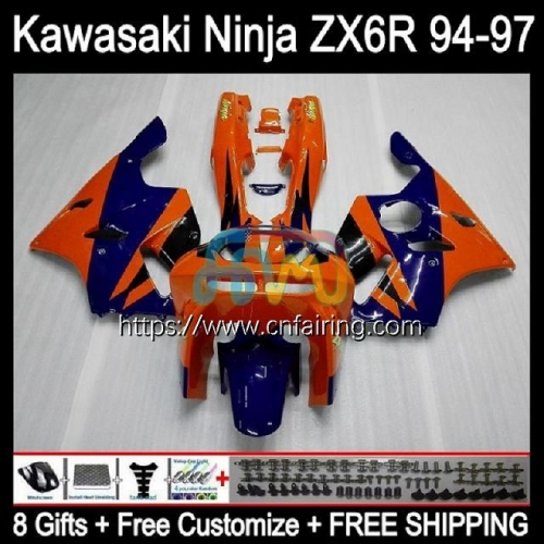 Body For KAWASAKI NINJA ZX600 ZX-636 ZX 6R 6 R 1994 1995 1996 1997 ZX6R ZX636 ZX 636 600CC 600 CC ZX-6R 94 Blue Orange 95 96 97 Fairing Kit 29HM.37