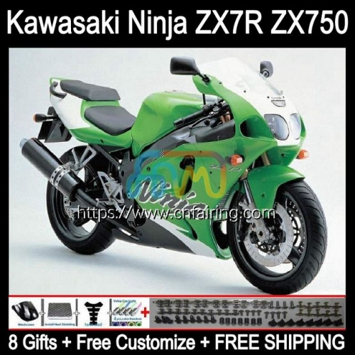 Bodywork Kit For KAWASAKI NINJA ZX7R ZX-7R ZX750 ZX 7R Body ZX 750 7 R 96 97 98 99 00 01 02 03 ZX-750 1996 White green 1997 2003 OEM Fairings 3HM.30
