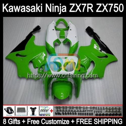 Bodywork For KAWASAKI NINJA ZX-750 ZX7R White green ZX750 96 03 Bodys ZX 7R ZX 750 7 R ZX-7R 1996 1997 1998 1999 2000 2001 2002 2003 Fairing 3HM.82