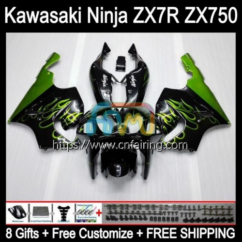 Bodywork For KAWASAKI NINJA ZX-750 ZX7R ZX750 96 03 Bodys ZX 7R ZX Green Flames 750 7 R ZX-7R 1996 1997 1998 1999 2000 2001 2002 2003 Fairing 3HM.72