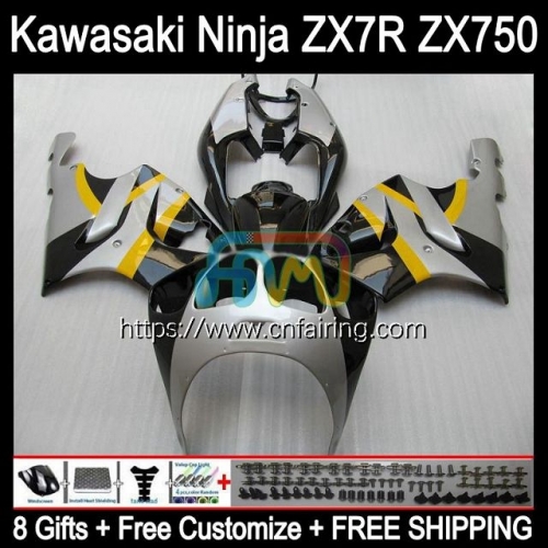 Bodywork Kit For KAWASAKI NINJA ZX7R ZX-7R ZX750 ZX 7R Body ZX 750 7 R 96 97 98 99 00 01 02 Silver Black 03 ZX-750 1996 1997 2003 OEM Fairings 3HM.20