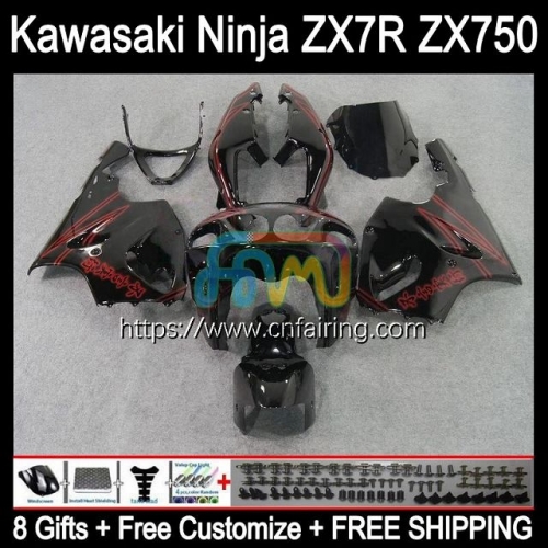 Bodywork Kit For KAWASAKI NINJA ZX7R ZX-7R ZX750 ZX 7R Body ZX 750 7 R 96 97 98 Black red 99 00 01 02 03 ZX-750 1996 1997 2003 OEM Fairings 3HM.15